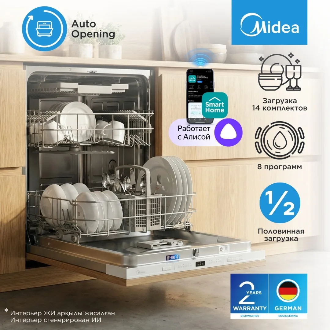Посудомоечная машина Midea MID60S070i серый, белый