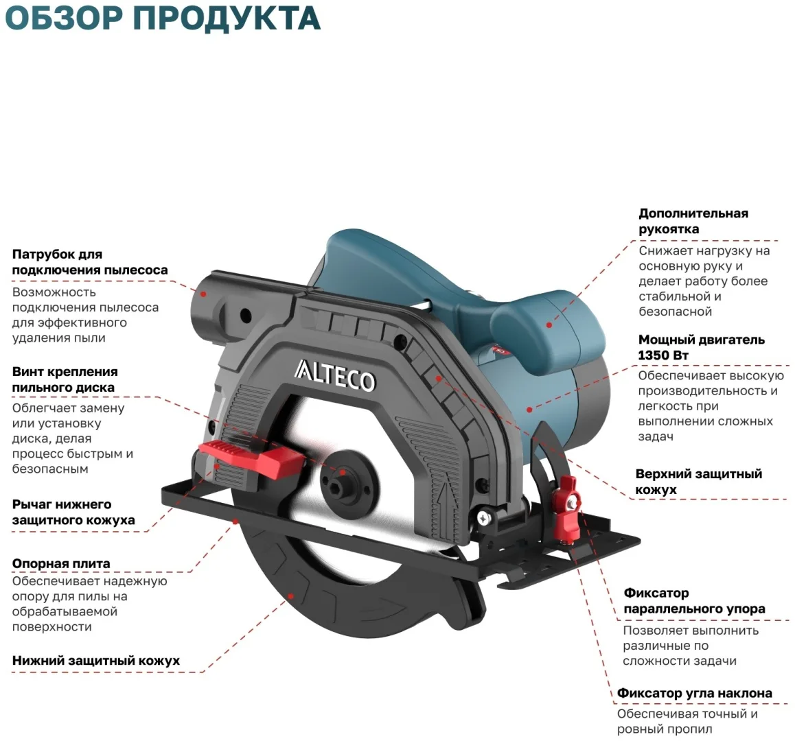 Циркулярная пила ALTECO CS 1350-165