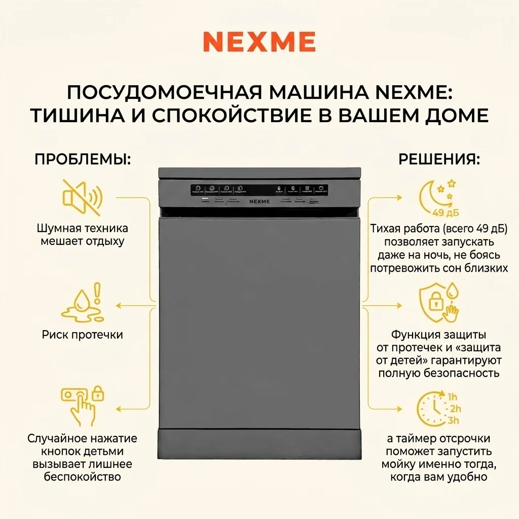 Посудомоечная машина NEXME DW13D02S Серый