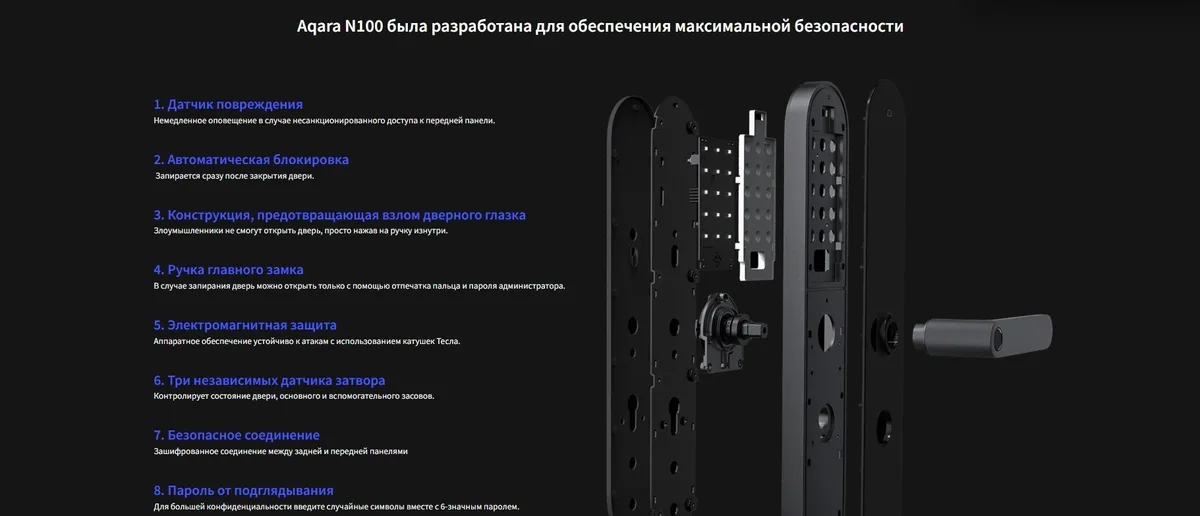 Умный дверной замок Aqara N100 ZigBee ZNMS16LM-Black