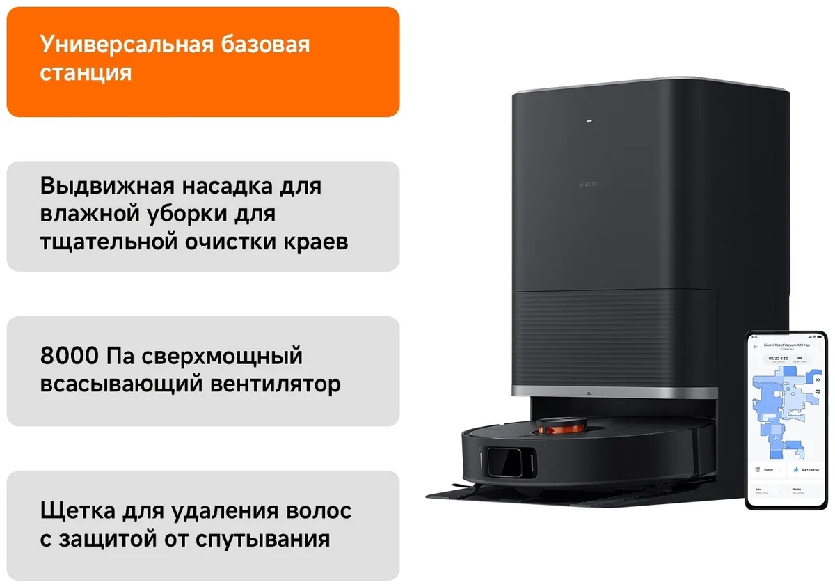 Робот-пылесос Xiaomi X20 Max Черный