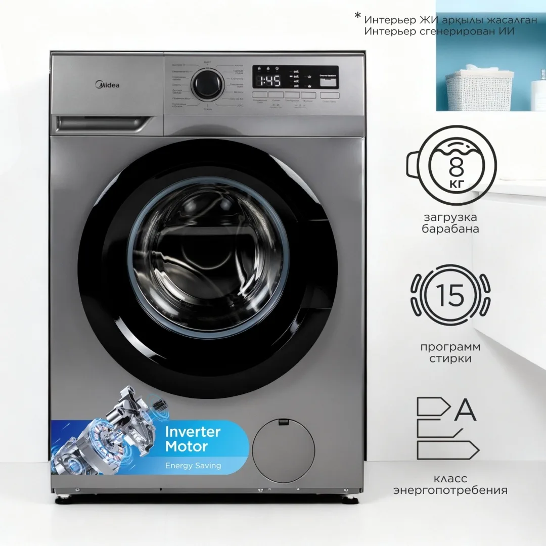 Стиральная машина Midea MFN03W80B/S-KZ серый
