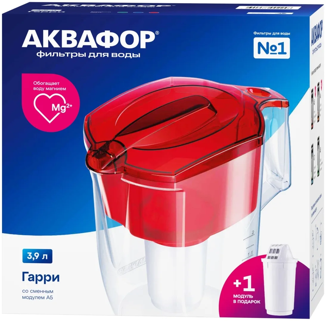Водоочиститель Кувшин Аквафор Гарри красный доп. модуль