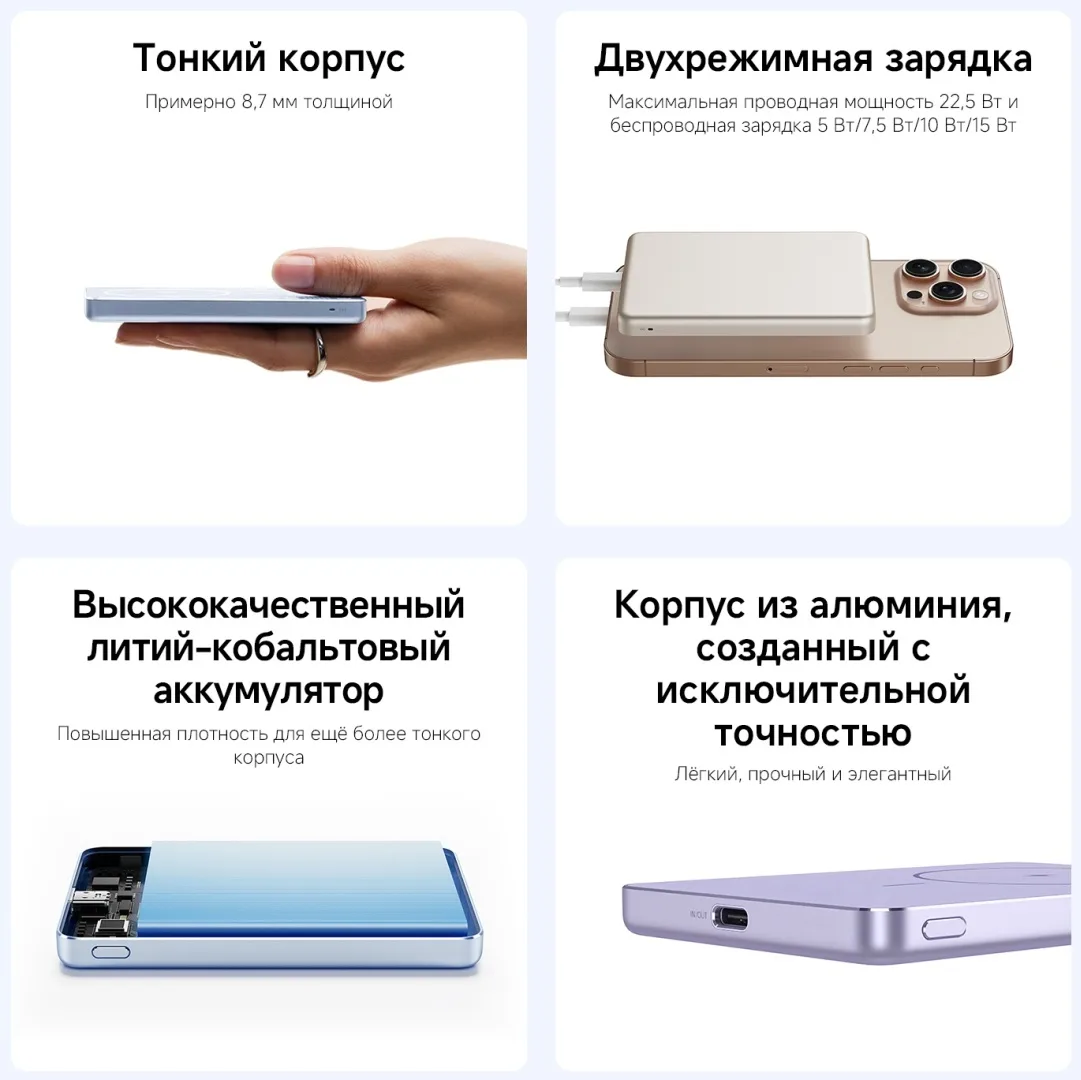 Аккумулятор Xiaomi Super Slim Magnetic Power Bank 5000 Gold