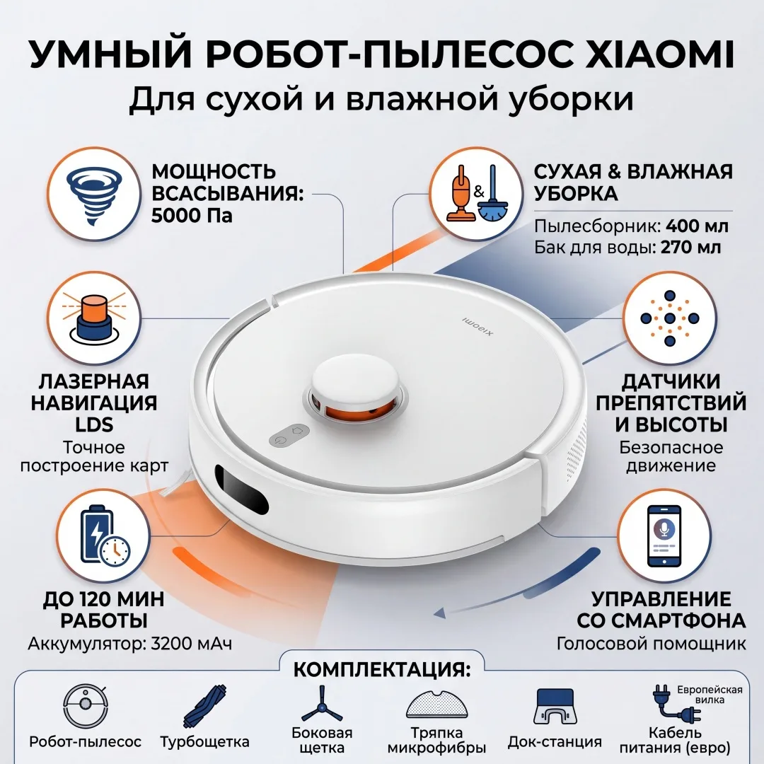 Робот-пылесос Xiaomi S20 Белый