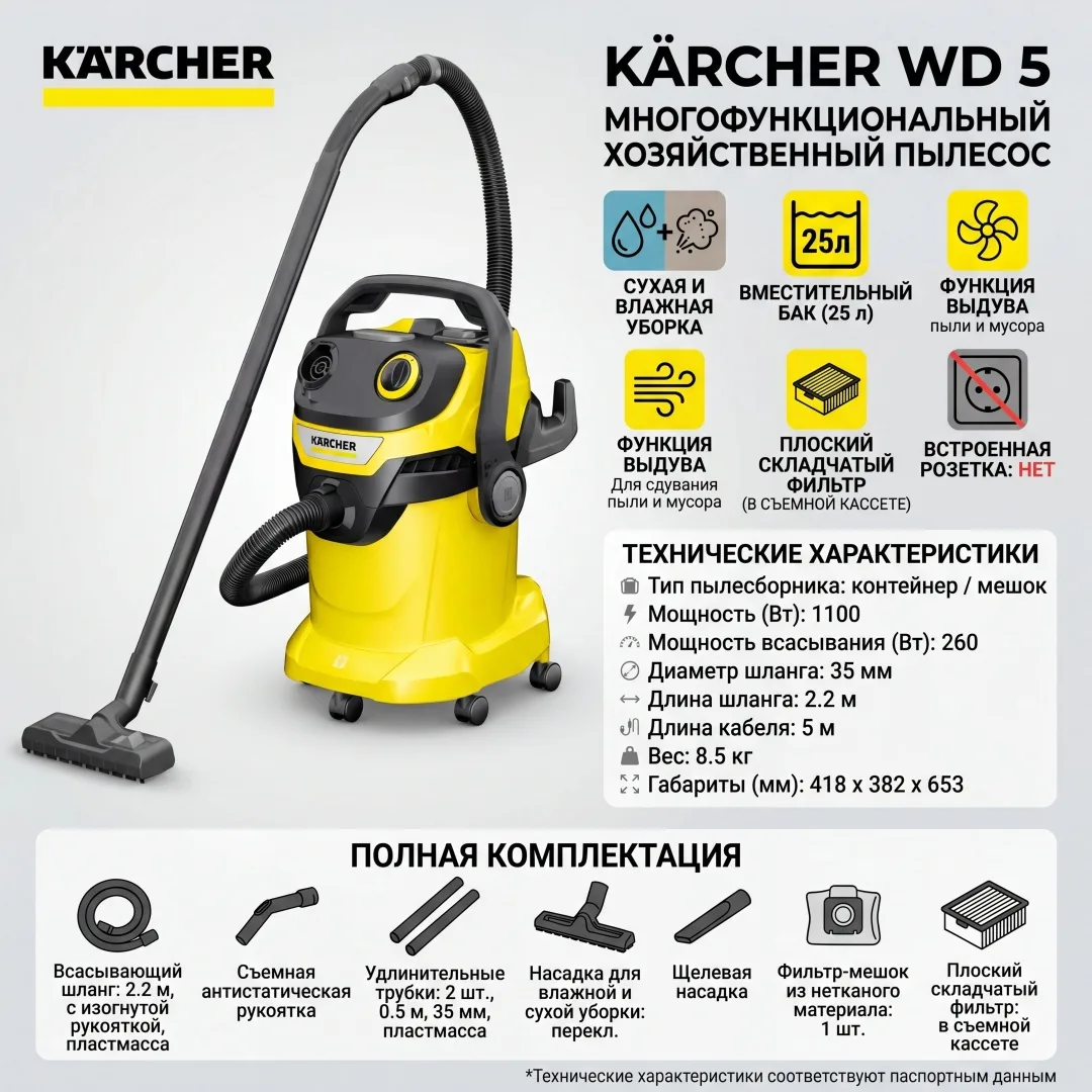 Пылесос Karcher WD 5 V-25/5/22