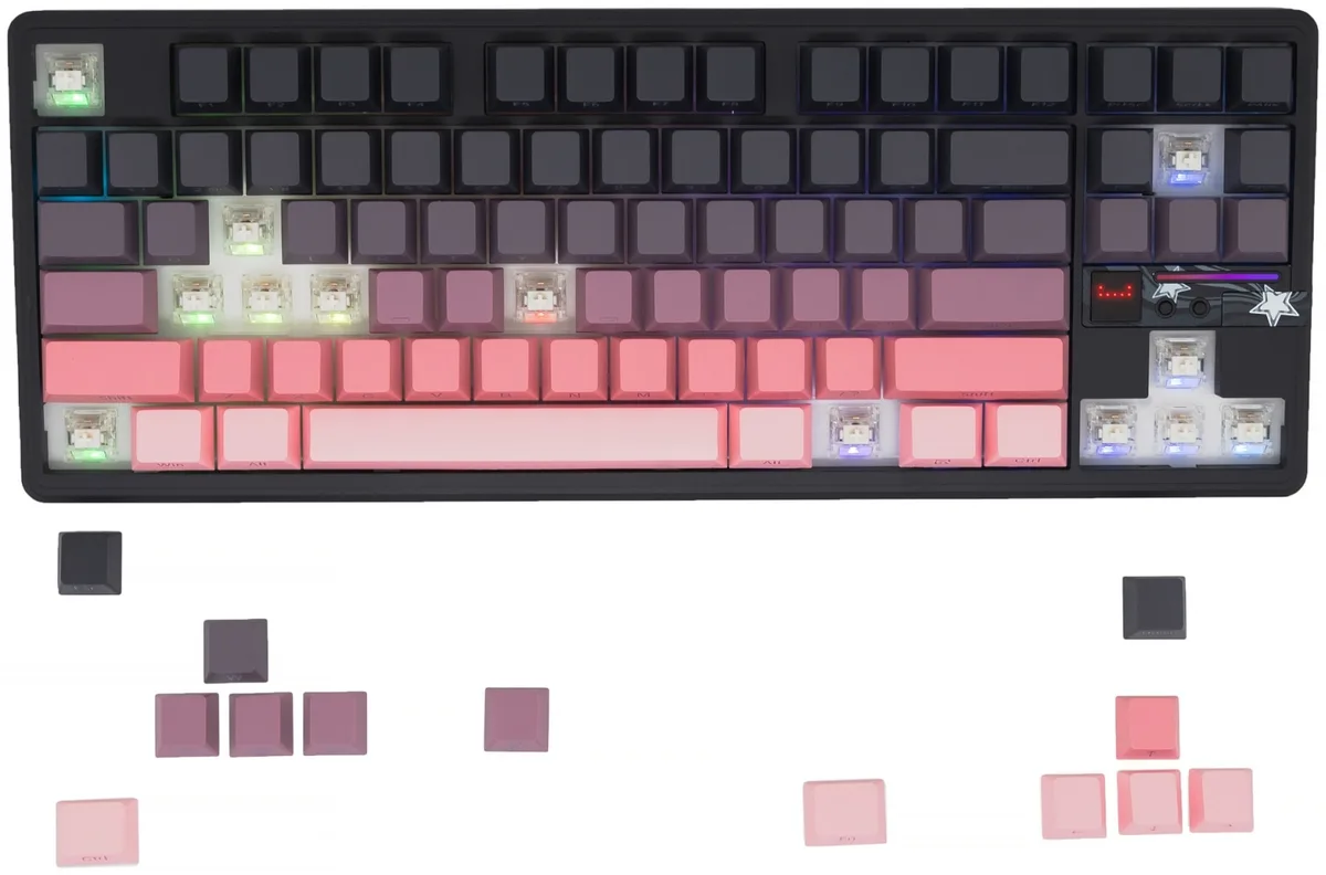 Клавиатура AULA F87 Pro Blank Черно-Розовый (2643)