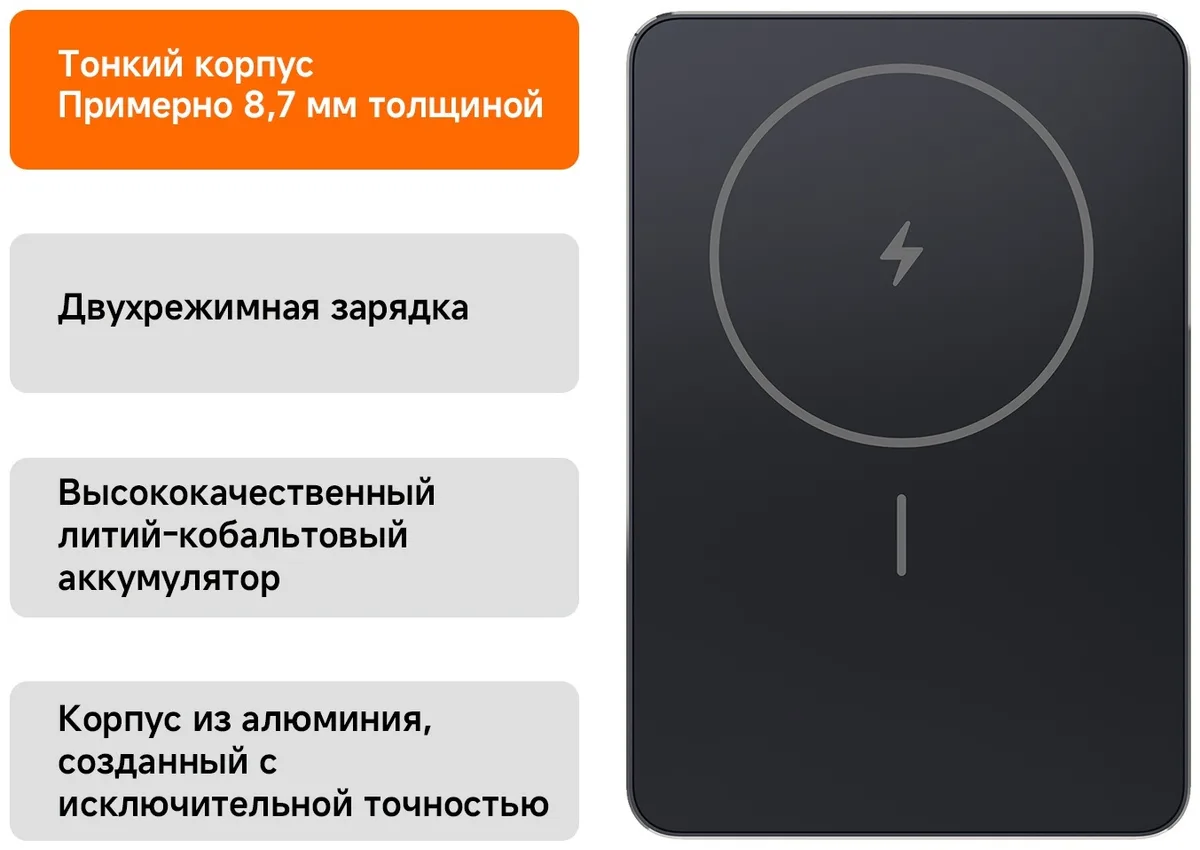 Аккумулятор Xiaomi Super Slim Magnetic Power Bank 5000 Black