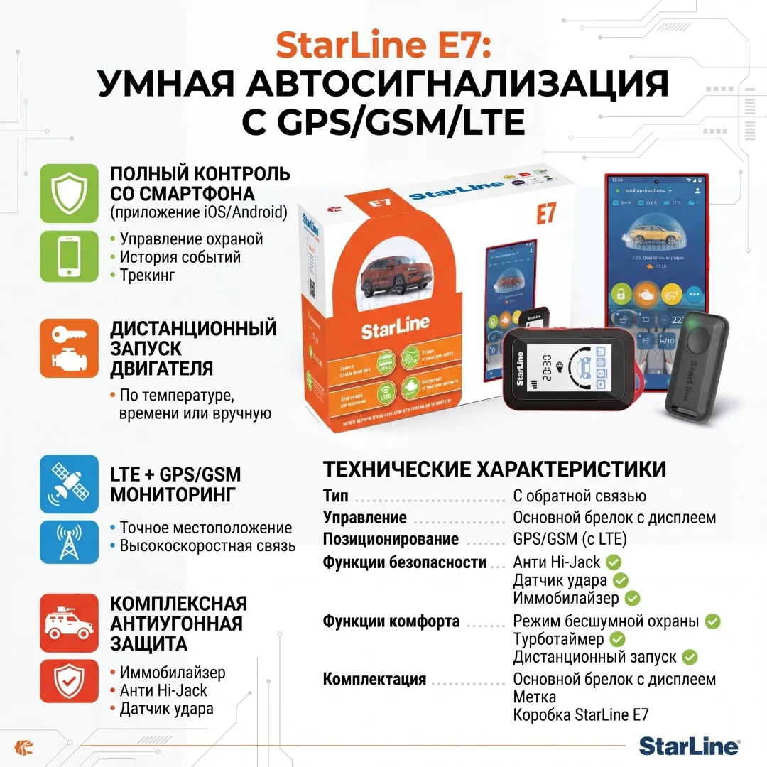 Автосигнализация StarLine E7 LTE-GPS