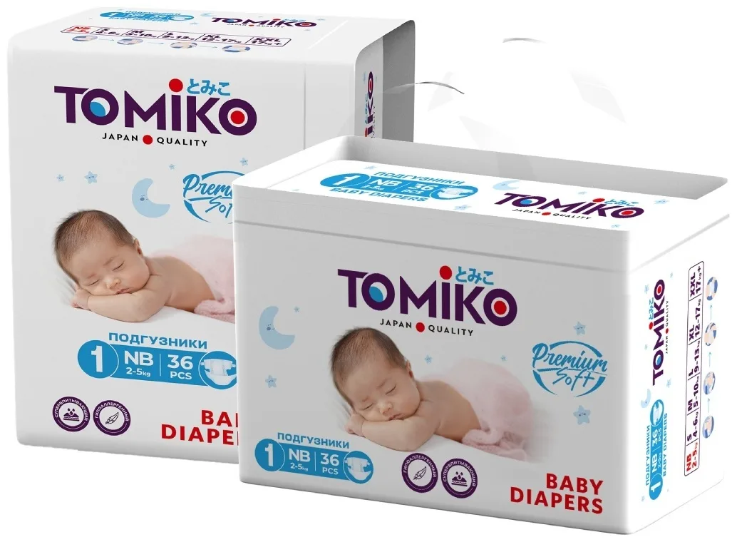 Подгузники-трусики TOMIKO Premium Soft NB 36 шт (2-5 кг)