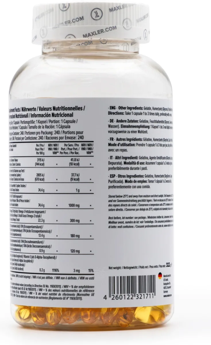 Витамин Maxler Omega-3 Gold капсулы 240 шт (1711)