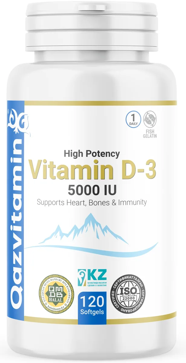 Витамин Qazprotein D-3 5000 IU капсулы 120шт (4560)