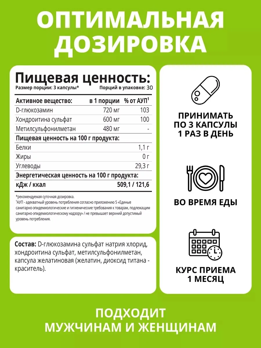 Витамин 1WIN Глюкозамин Хондроитин+MSM 90шт (0473)