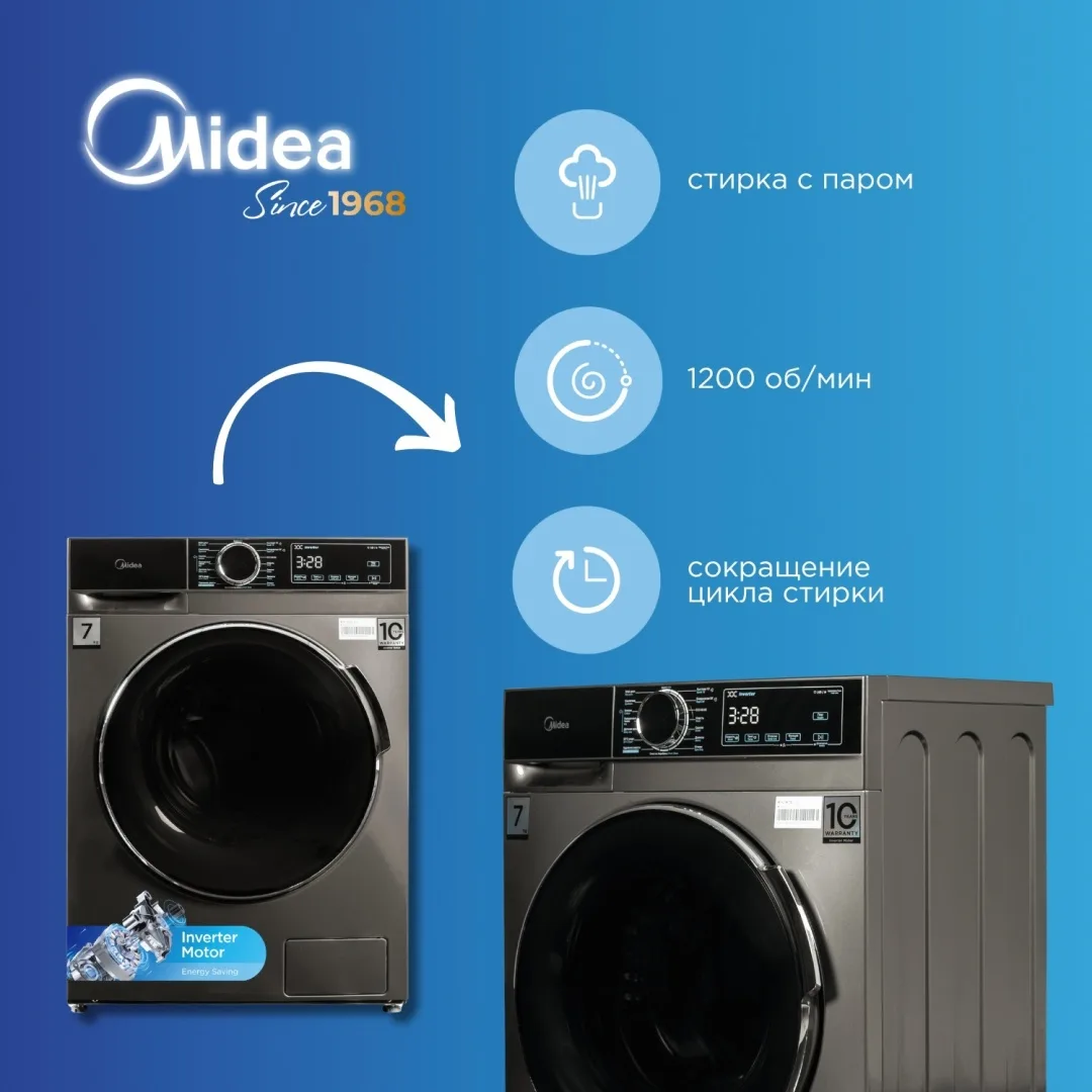 Стиральная машина Midea MFA01W70B/T-C серый