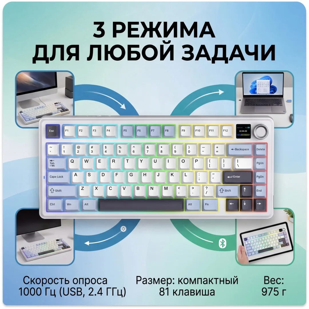 Клавиатура AULA F75 MAX Белый (1158)