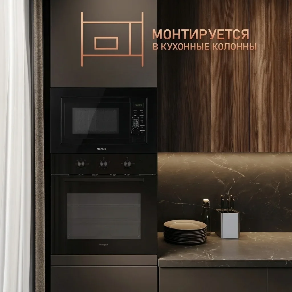 Микроволновая печь встраиваемая NEXME AG20BS Черный