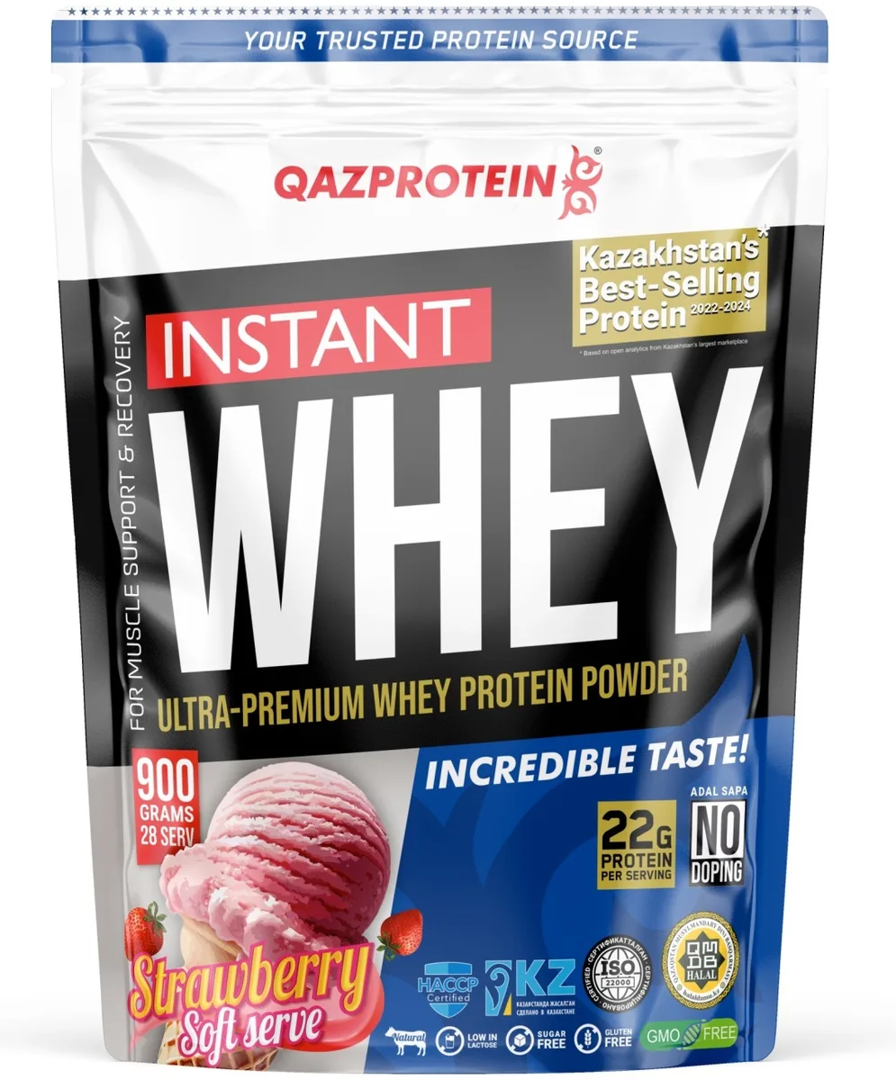Протеин Qazprotein Instant WHEY 900г Клубничное мороженое (3204)