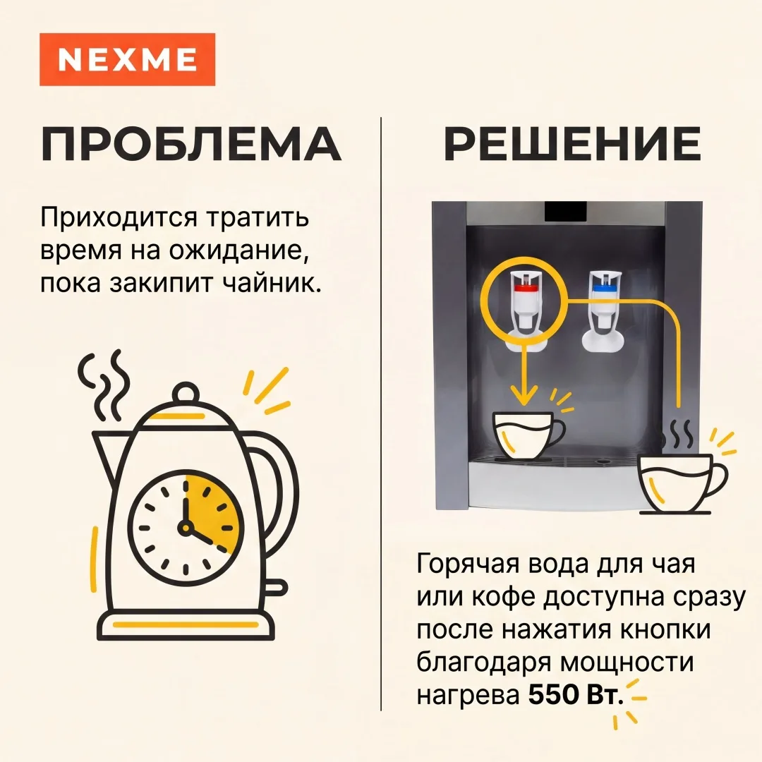 Кулер для воды настольный NEXME SJYTT-13 Черный-Серый
