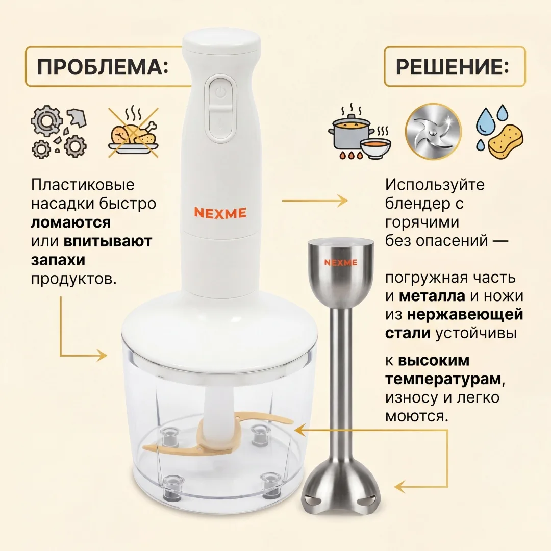 Блендер погружной Nexme HB-107 Белый