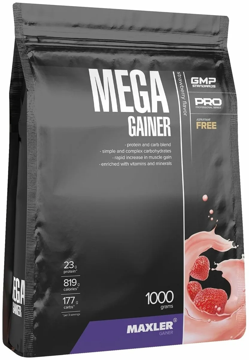 Гейнер Maxler Mega Gainer Strawberry 1000г (7703)