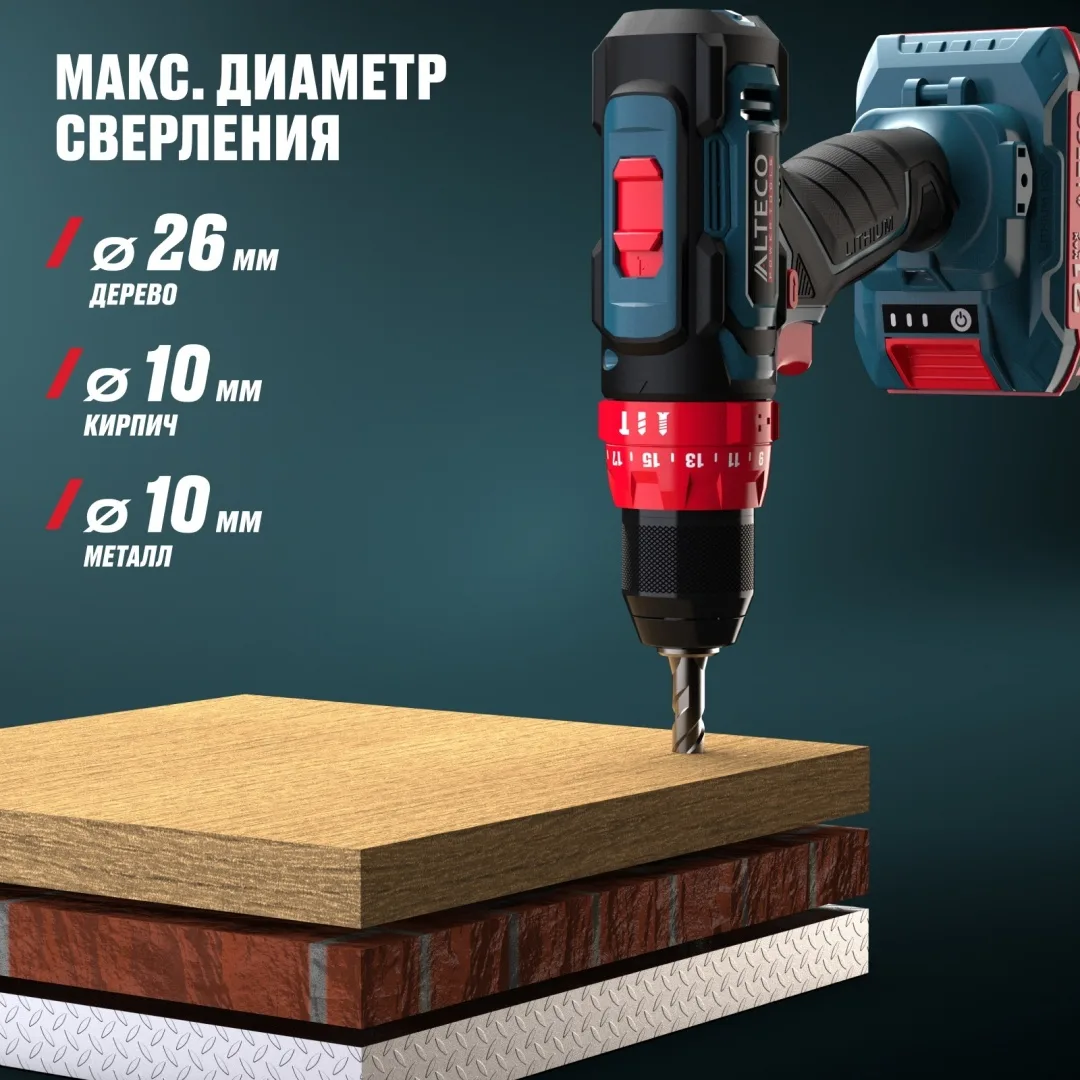 Дрель-шуруповёрт аккумуляторная ударная ALTECO CID 21-35