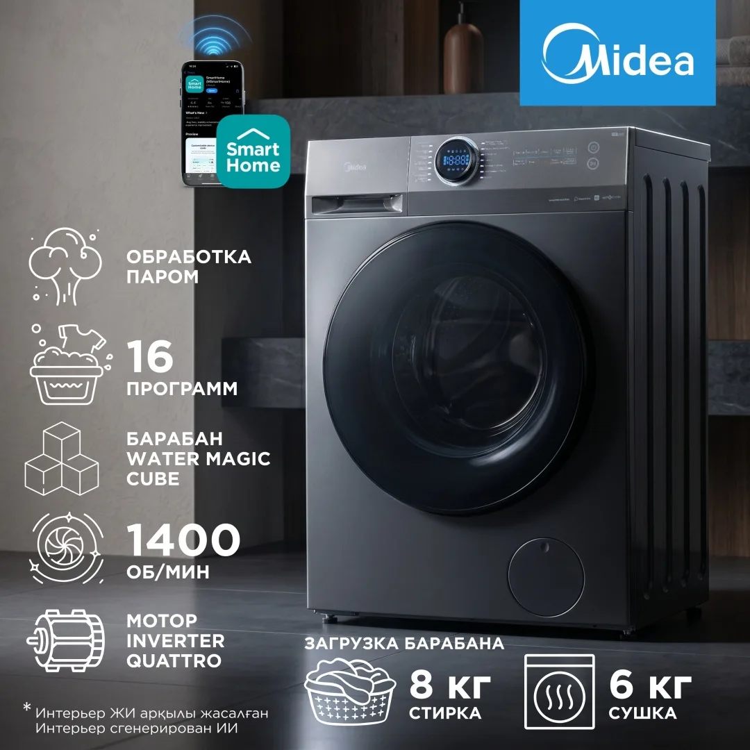 Стиральная машина Midea MF200D80WBS/S-RU серый