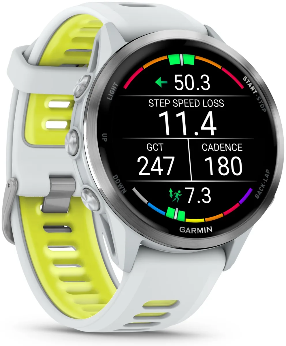 Смарт-часы Garmin Forerunner 970 47 мм белый-зеленый (02969-11)