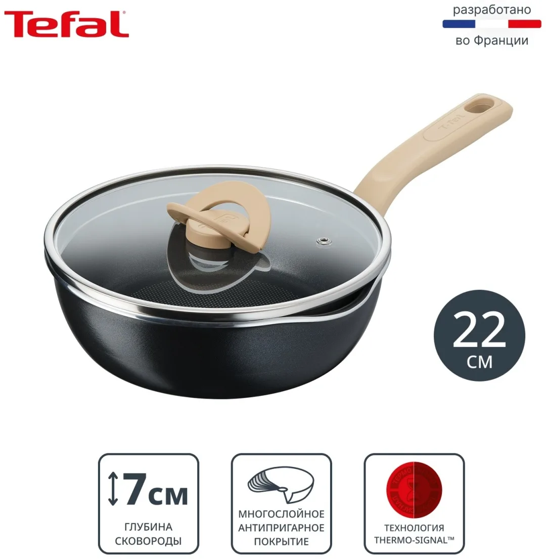 Мультисковорода 22 см с кр. TEFAL G1662504 черная