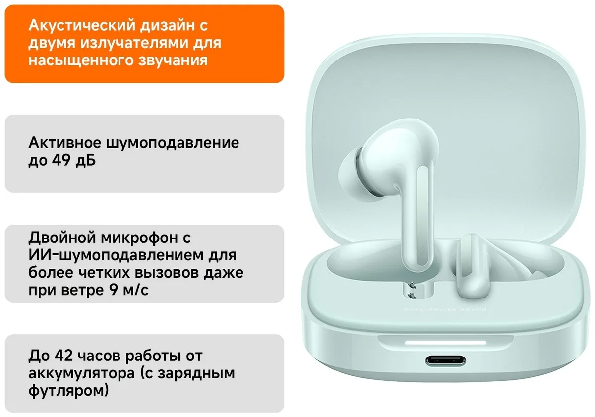 Наушники Redmi Buds 6 Coral Green