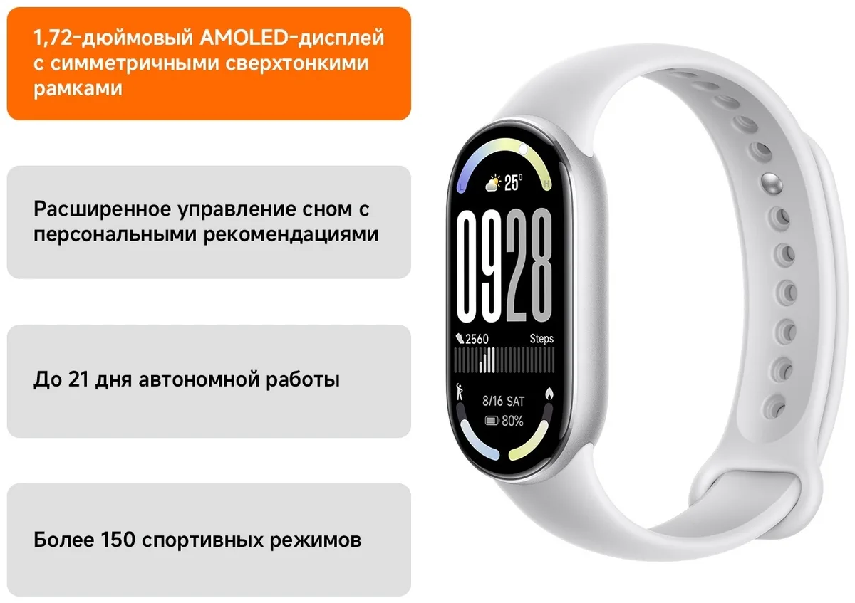 Фитнес-браслет Xiaomi Smart Band 10 Glacier Silver