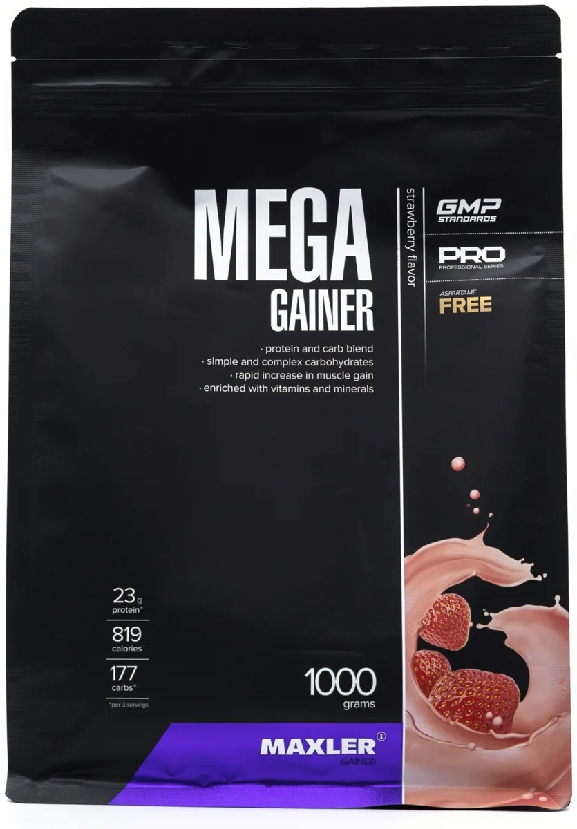 Гейнер Maxler Mega Gainer Strawberry 1000г (7703)