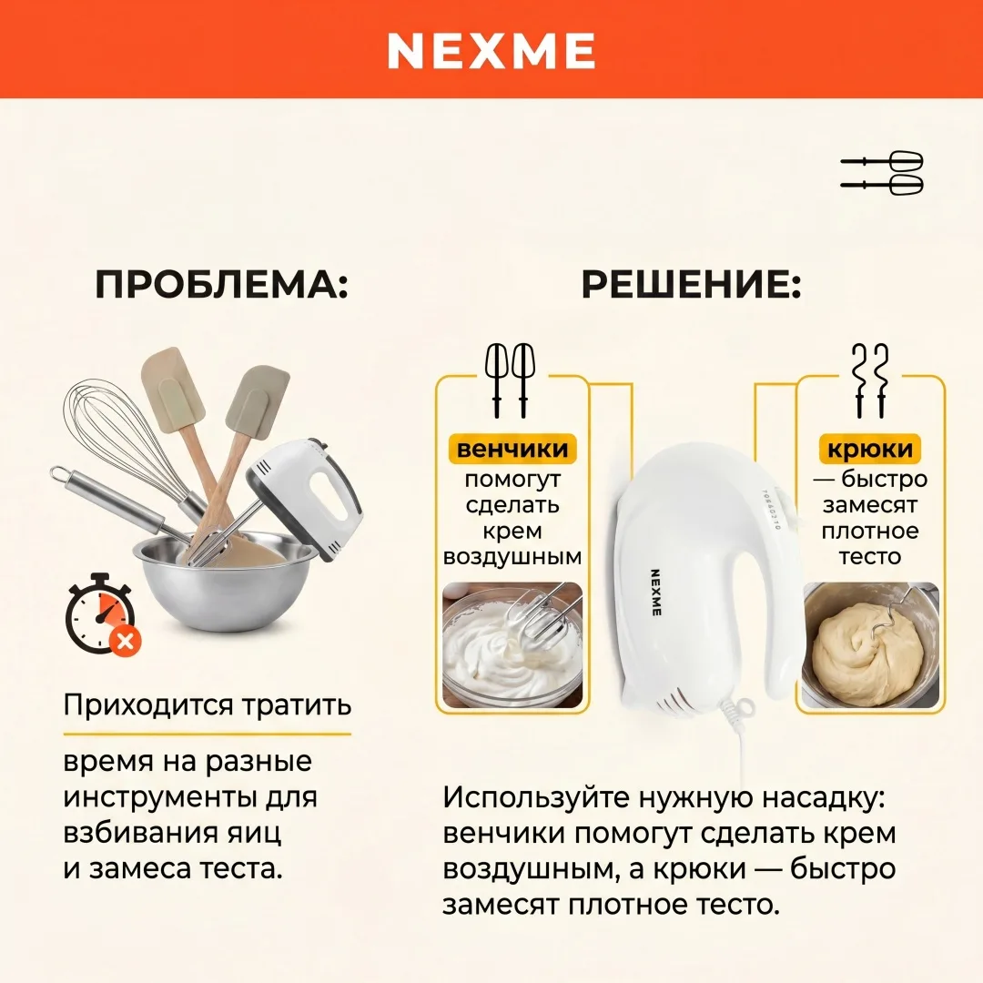 Ручной миксер Nexme GHM-001 белый