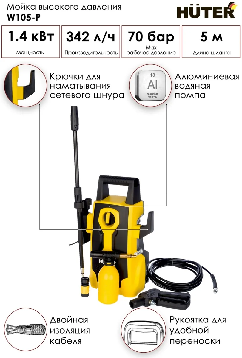 Мойка высокого давления Huter W105-P