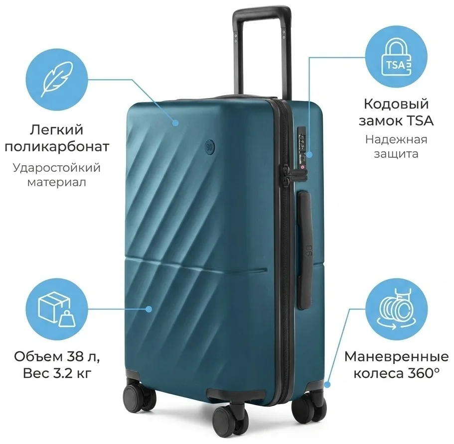 Чемодан NINETYGO Ripple Luggage 20" Sierra Blue (5700)