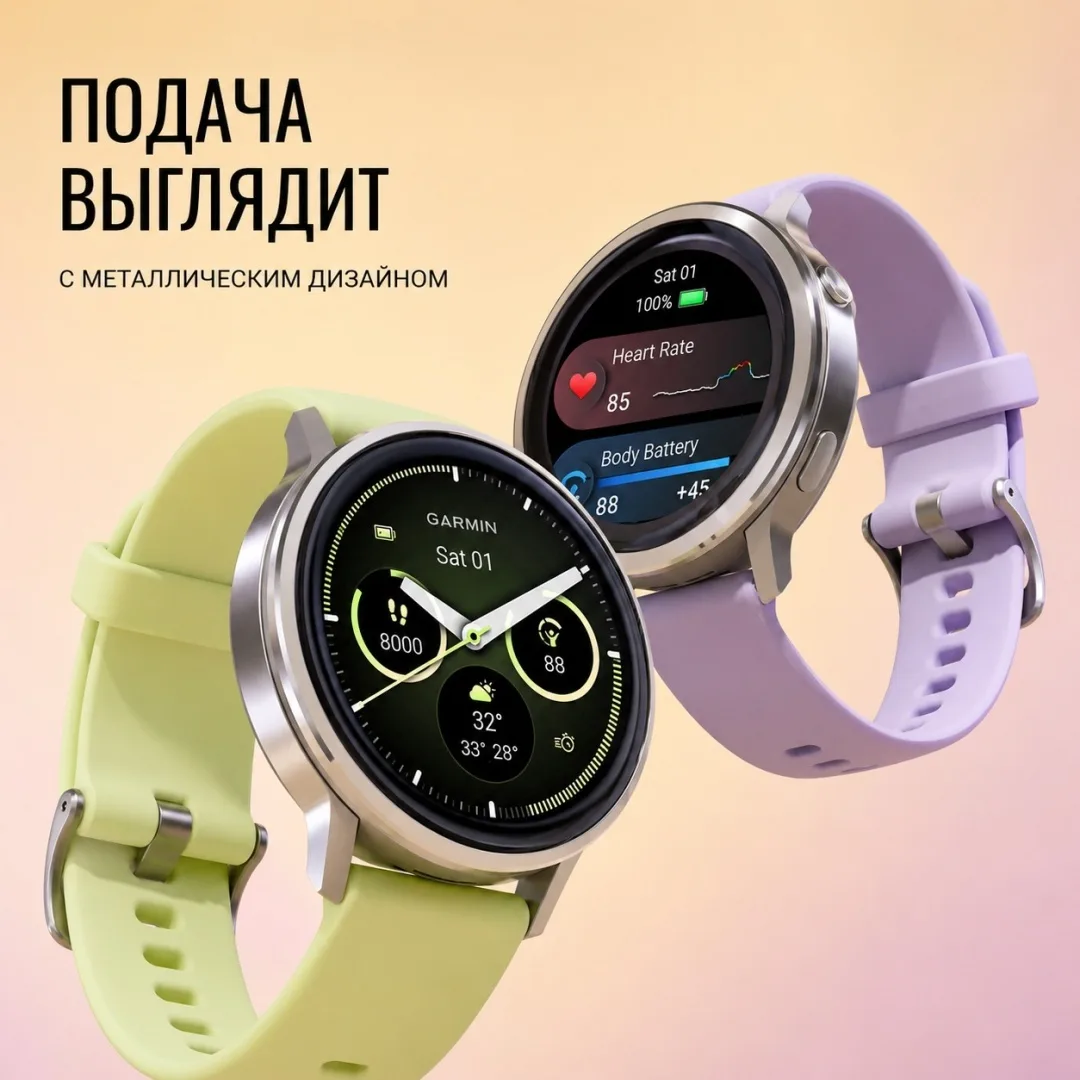 Смарт-часы Garmin Venu 4 45 мм серебристый-желтый (03014-02)