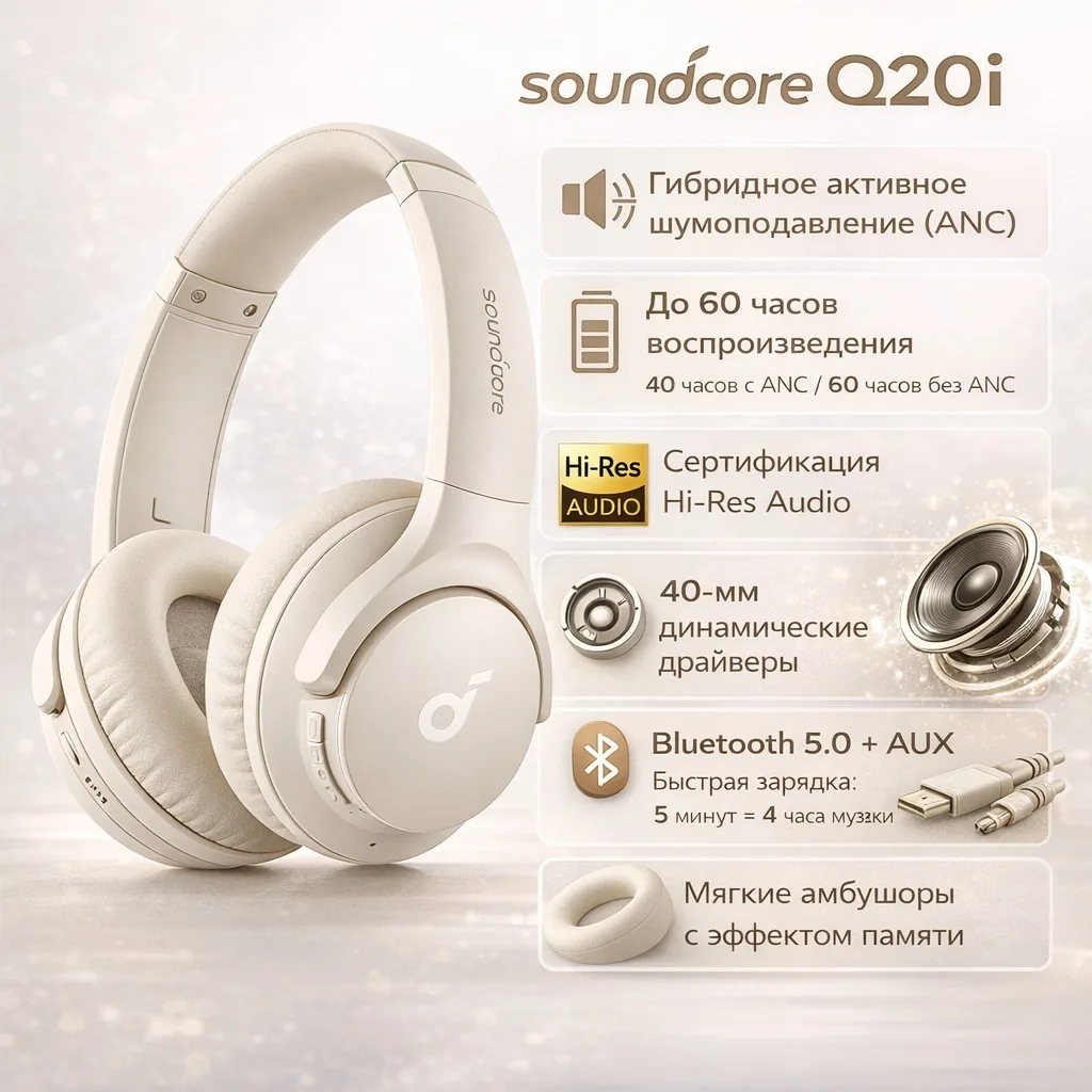 Наушники Soundcore Q20i White