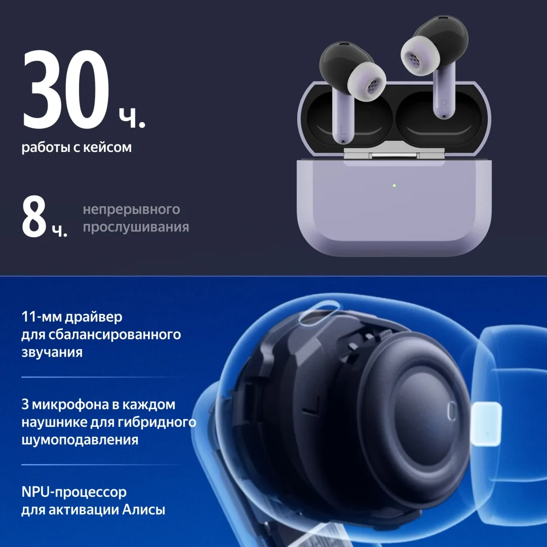 Беспроводные наушники Yandex Дропс YNDX-00150VIO Фиолетовый