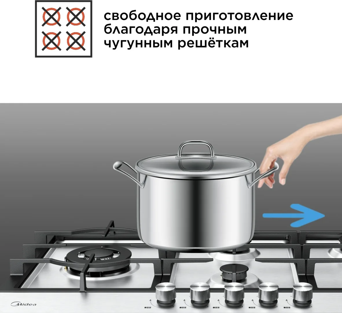Варочная поверхность Midea MG90L05SS стальной
