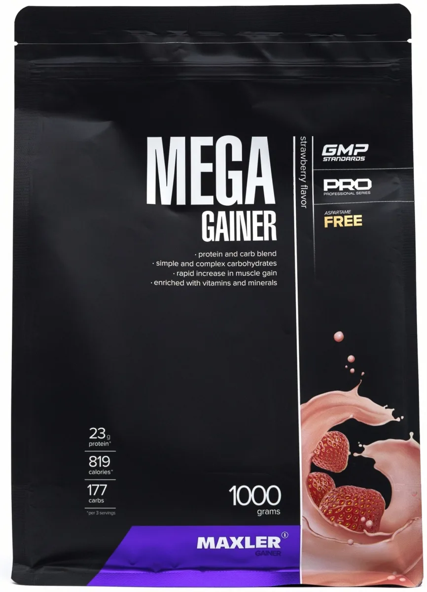 Гейнер Maxler Mega Gainer Strawberry 1000г (7703)