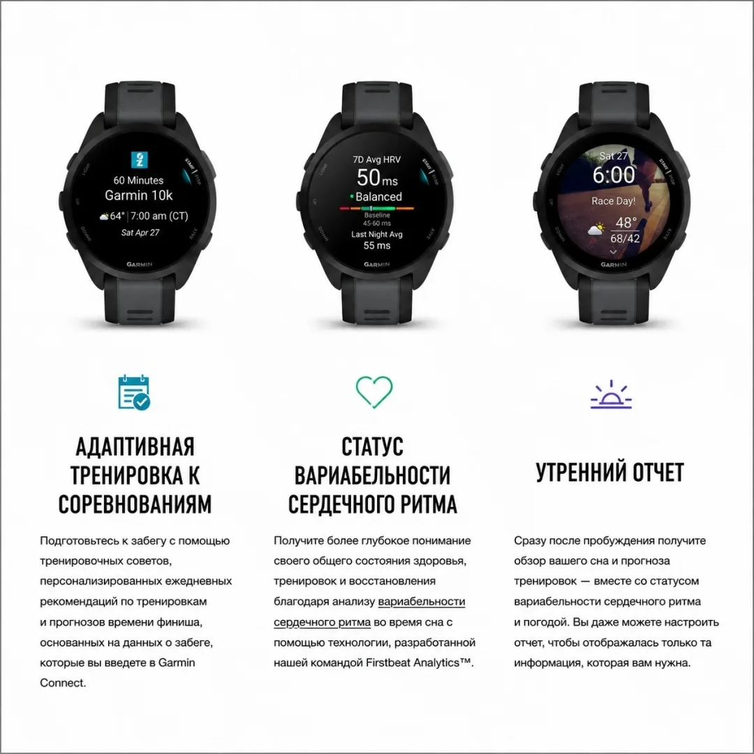 Смарт-часы Garmin Forerunner 165 белый (02863-21)