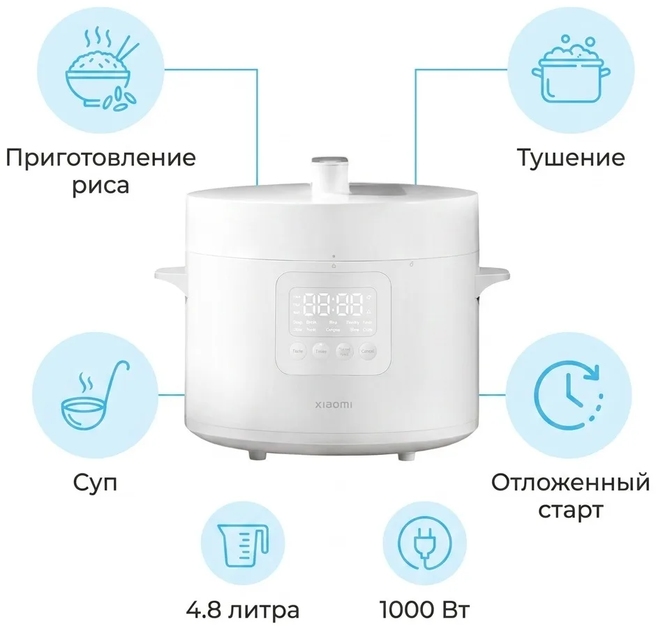 Скороварка Xiaomi Electric Pressure Cooker 4.8L Белый