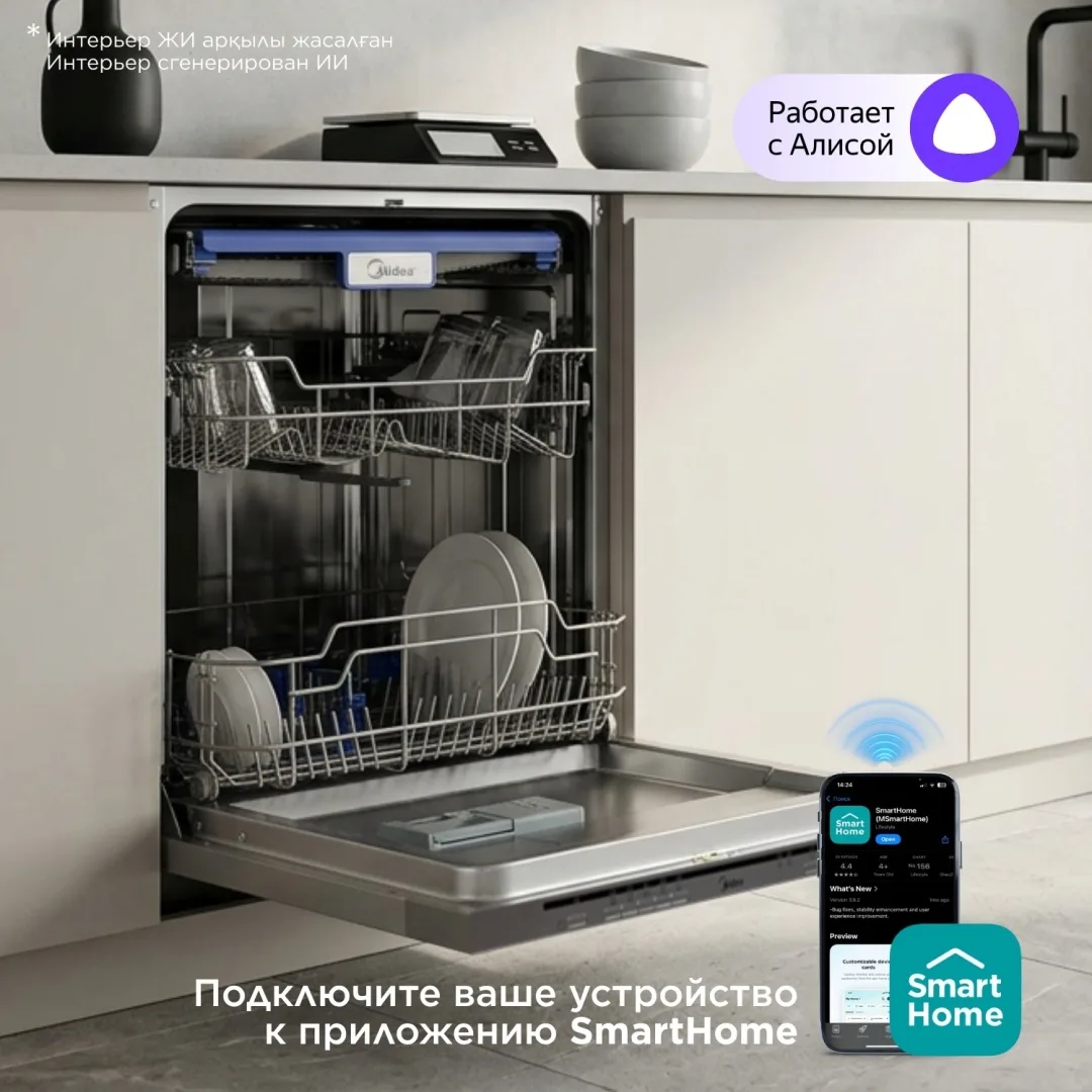 Посудомоечная машина Midea MDWB-6015BB серебристый