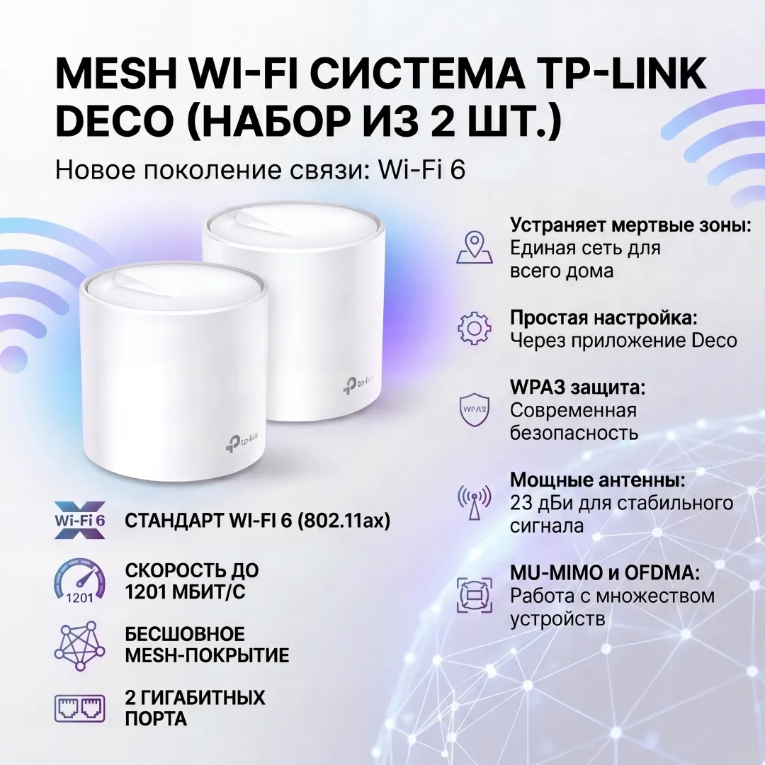 Беспроводная MESH-система Wi-Fi TP-Link Deco X20(2-pack)