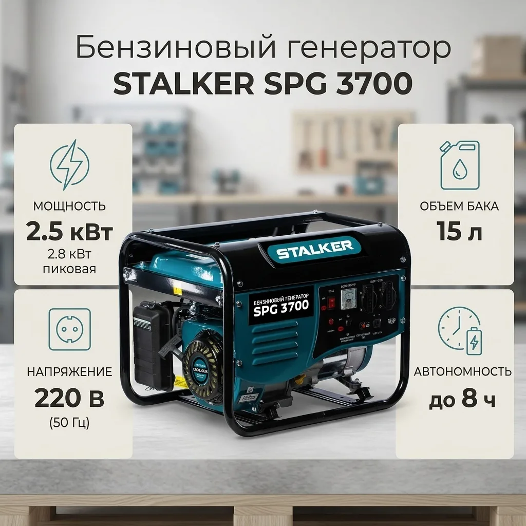 Бензиновый генератор Stalker SPG 3700