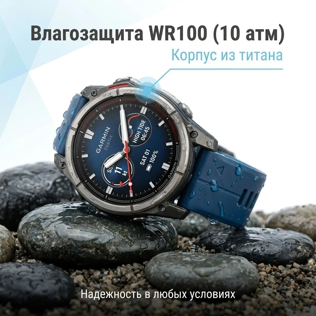 Смарт-часы Garmin QUATIX 8 51 мм серебристый-синий (02905-91)