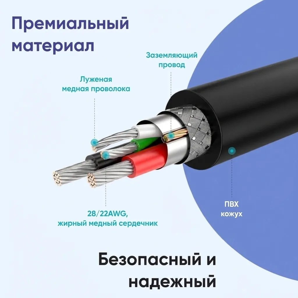 Кабель UGREEN US289 1м 60136 Черный