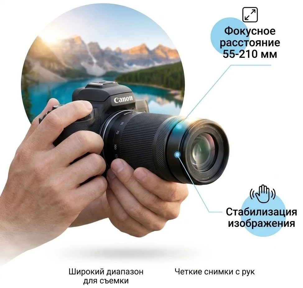 Объектив Canon RFS 55-210 mm F5-7.1 IS STM