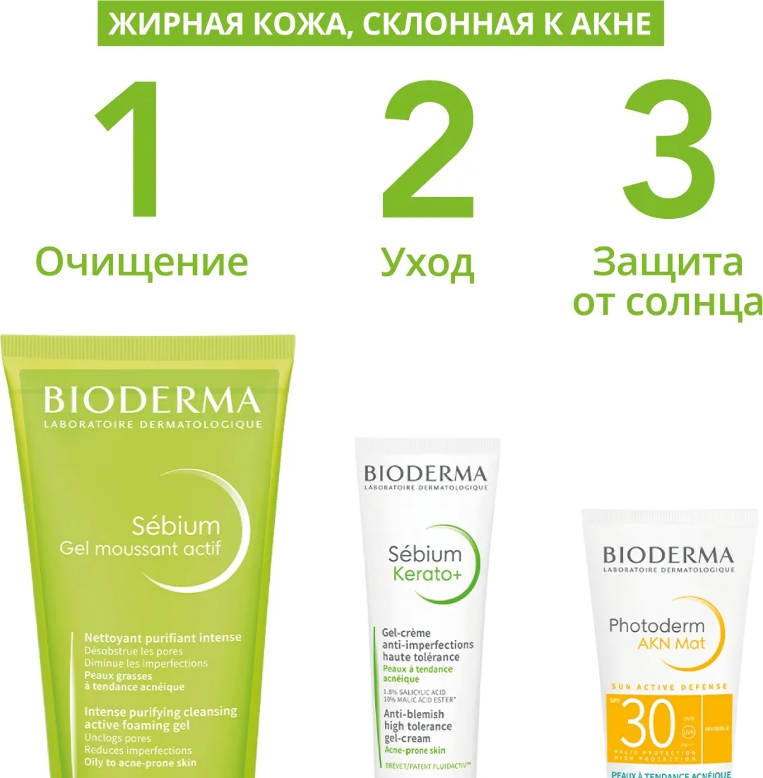 Гель-крем против несовершенств Bioderma Sebium Kerato+ 30мл /805367/