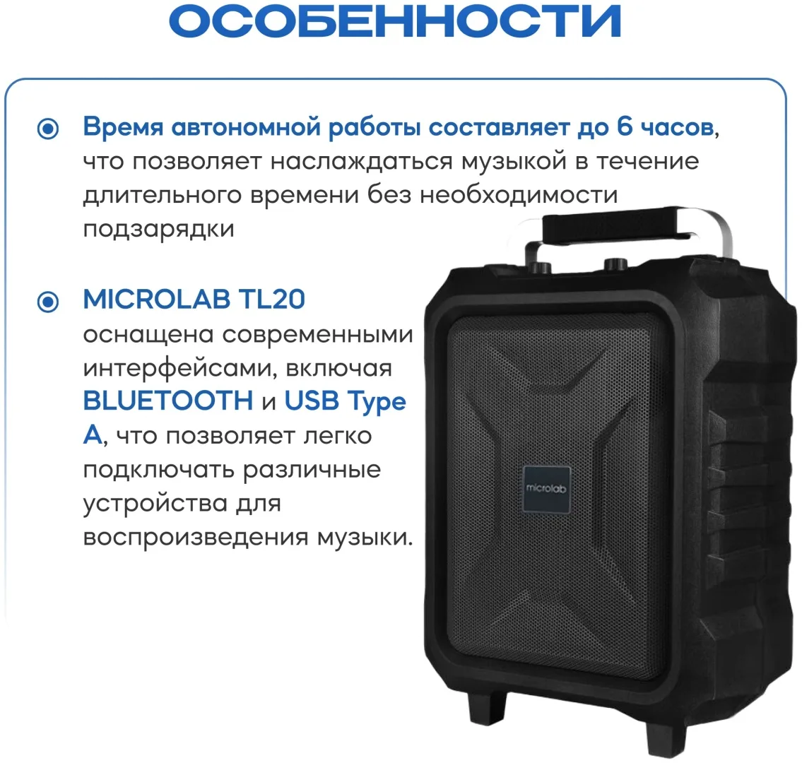 Колонка портативная Microlab TL20 Черный