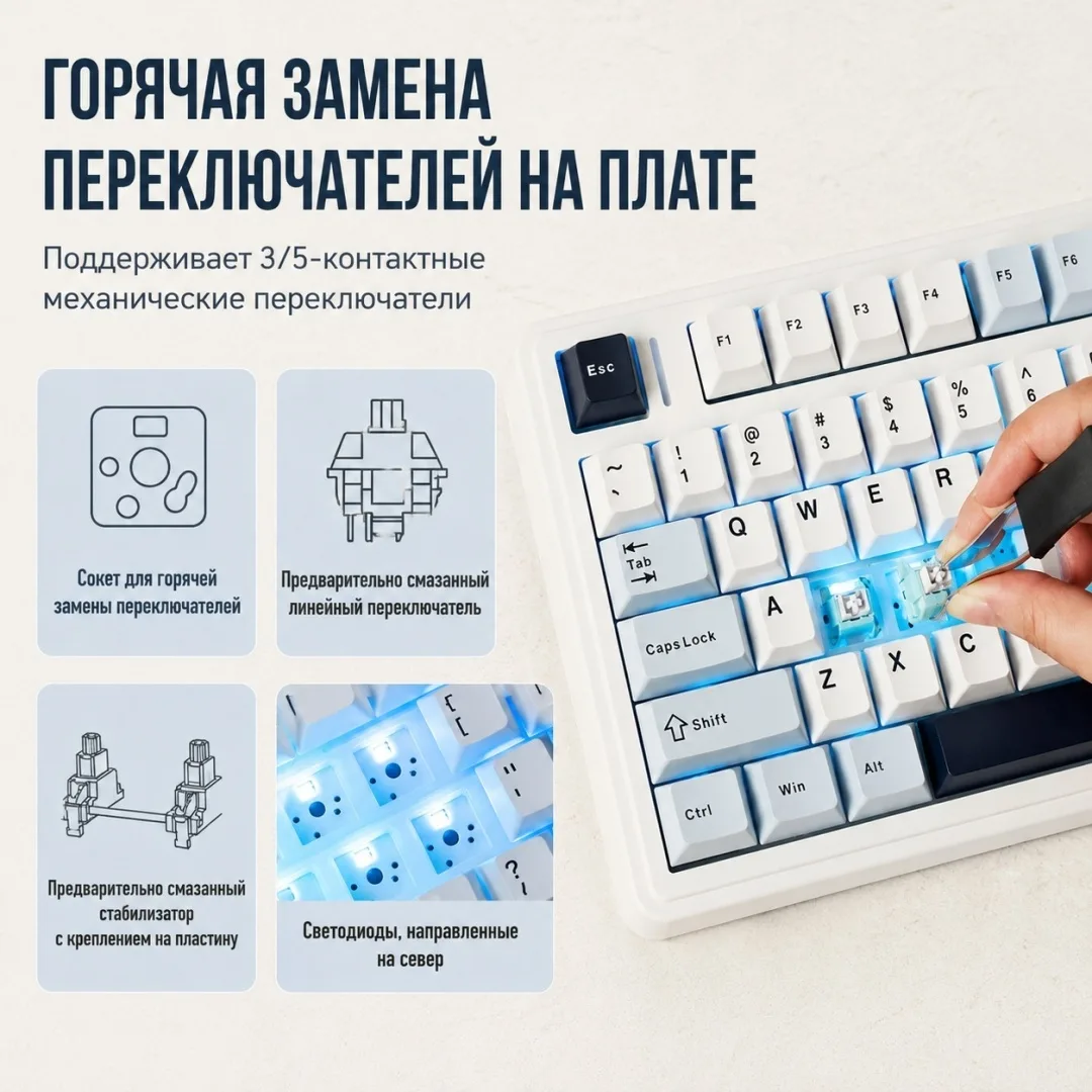 Клавиатура AULA F75 Blank Серый (9791)